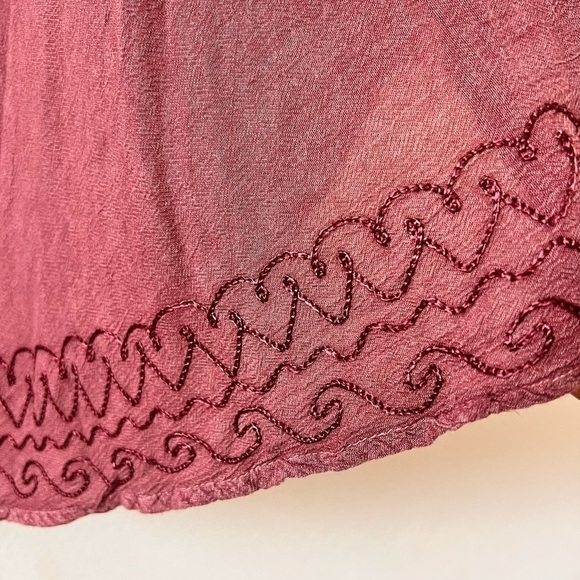 Sakkas Egan Magenta Long Embroidered Caftan Dress Embroidered Sleeves One Size - Picture 8 of 16